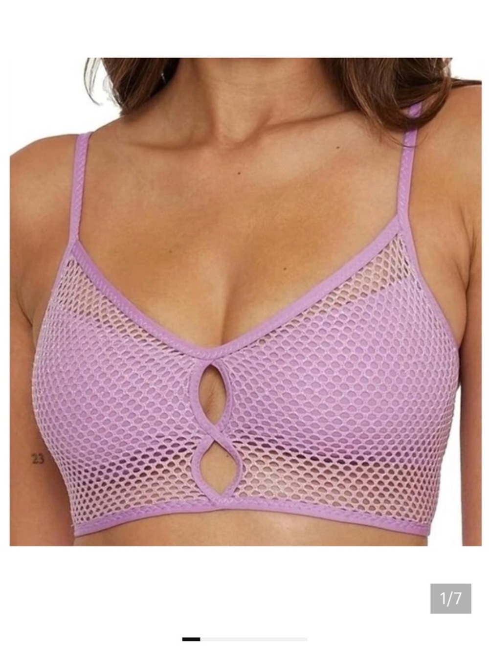 BECCA Lilac Mesh Bikini Top with Double Keyhole